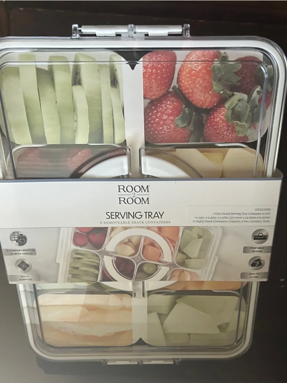 Room Room Clear Snack Serving Tray with Removable Compartments - Clear/White